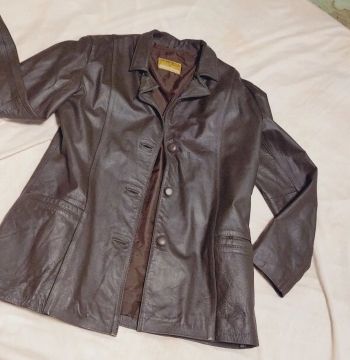 Jaqueta de couro marrom unisex