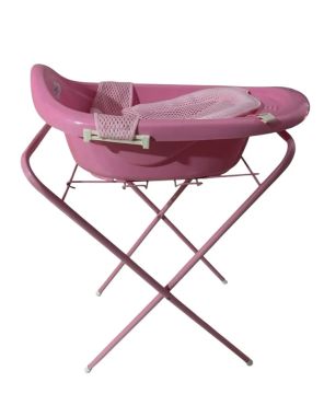 Banheira para Bebê com Suporte e rede  - Rosa