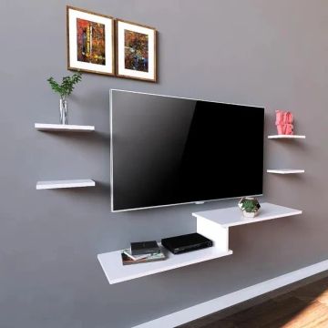 Rack Suspenso Para Quartos E Salas Com 4 Prateleiras Branco.