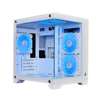 Gabinete  Rise Mode Galaxy Glass M Mini, Vidro Temperado, Branco, Sem Fans/Coolers, Novo, 