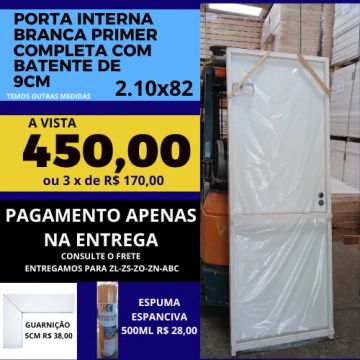 Porta interna Branco Primer com fechadura roseta e batente de 9cm 2.10x60  - frete a/c