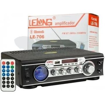 Amplificador Áudio Stereo Bluetooth Le-706 Karaokê Fm Mp3