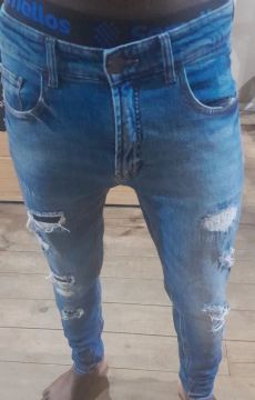 Calça Jeans Masculina Desfiada Azul