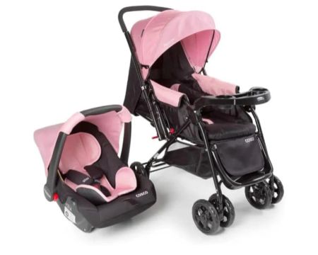 Carrinho de Bebê 3 em 1 com Bebê Conforto - Rosa