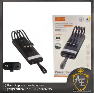 Power Bank Carregador 4 Portas + Cabo - O Gold