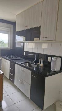 Pia granito com cuba em aço inox e torneira monocomando