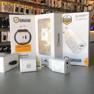 OFERTA NA INFOTECH!! CARREGADOR 2 EM 1 SURVIVOR WIRELESS PARA APPLE WATCH GSHIELD 