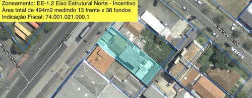 Terreno Eixo Estrutural 494m2 na Av.Paraná-Bacacheri
