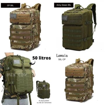 Mochila Importada hunter Tática Reforçada/Verde Militar-Camuflada 50 Litros/À original 