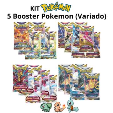 5 Booster Pokemon Lacrados 30 Cartas + Brinde