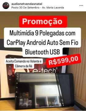 Multimidia Tela 9 Polegadas Carplay Android Auto Espelhamento Bluetooth Carro Painel