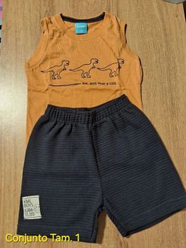 Conjunto Blusa e Shorts Dinossauro - Tamanho 1