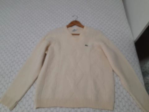 Camiseta Lacoste branca de lã