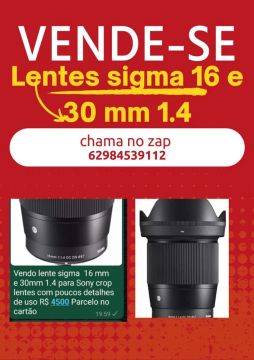 Lentes Sigma 16mm e 30mm 1.4 para Sony Crop