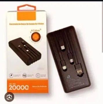 Carregador Portátil 20000 mAh com 4 Cabos