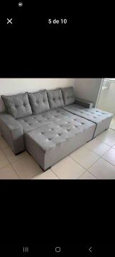 Sofá Cama 3 lugares cinza - Novo