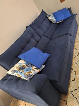 Sofá Retrátil 3 lugares azul