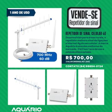 Repetidor de Sinal Celular 4G Aquário - 700MHz - 60dB