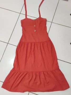 Vestido laranja com botões - Tamanho G
