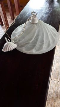 Lustre cúpula branco de tecido