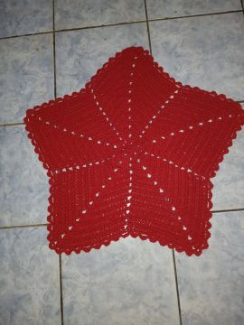 Tapete Estrela Vermelho Crochê