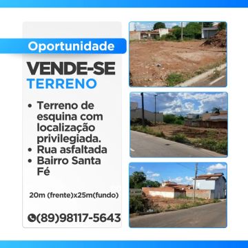 Terreno 20x25 Bairro Santa Fé