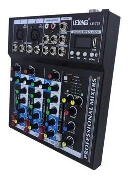 Mesa De Som 4 Canais Bluetooth Mixer Player Usb Digital Le-708 Bivolt