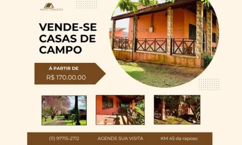VENDE-SE CASAS DE CAMPO Á PRONTA ENTREGA NO KM 45 DA RAPOSO TAVARES.