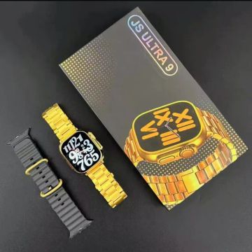 Relógio Inteligente Smartwatch Js Ultra 9 Dourado 2 Pulseira<br><br>