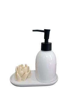 Kit Banheiro Lavabo  2  Peças Branco Bico Preto Fosco