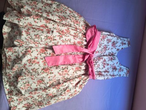 Vestido Infantil Floral com Laço Rosa