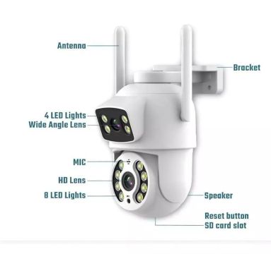 Câmera ip wifi externa dupla lente 