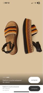 Sandália Flatform Farm Crochê Artesanal