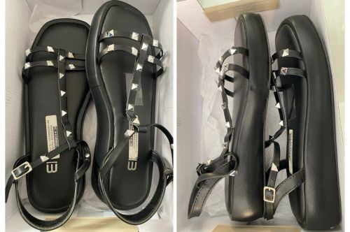Sandália Feminina Flatform Tiras Tachas. N°36 . Usada uma vez apenas