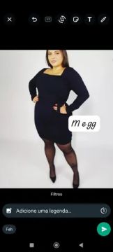 Vestido lindo manga longa canelado m e gg preto com cintinho