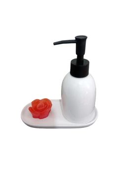 Kit Banheiro Lavabo  2  Peças Branco Bico Preto Fosco