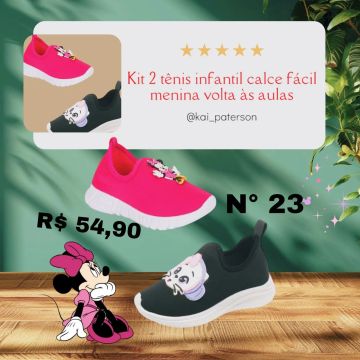 Kit Tênis Infantil Calce Fácil Menina Volta às Aulas