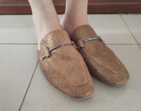 Sapato feminino - Mule Dourada Satinato n° 39