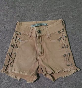 Short Jeans Amarrado Bege