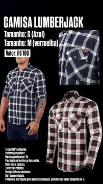 Camisa Lumberjack - G (Azul) e M (Vermelha)
