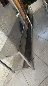 Bancada Mesa Inox com duas divisórias 2,87x0,45x0,45m ( comprimento x altura x largura)