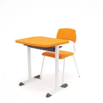 Conjunto mesa e cadeira escolar infantil amarelo e branco