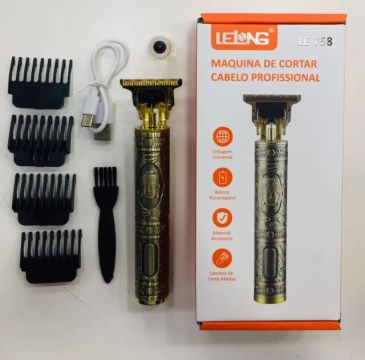 Máquina de Cortar Cabelo Profissional Recarregável Le-758 Lelong