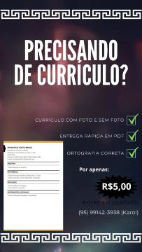 Currículo profissional - R$5,00 - Rápido e com qualidade