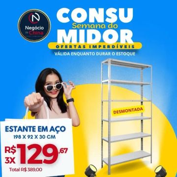 Estante em Aço com 6 prateleiras e reforço ômega