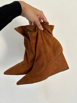 Arezzo Bota Cano Alto Couro Marrom
