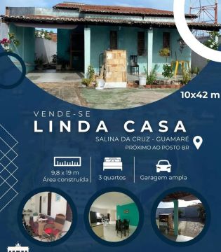 Casa com varanda em Salina da Cruz - GUAMARÉ 