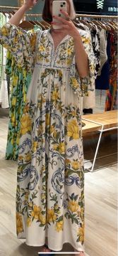 Vestido longo com manga Farm