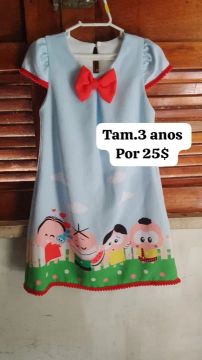 Vestido veste 3/4 anos usado uma vez 