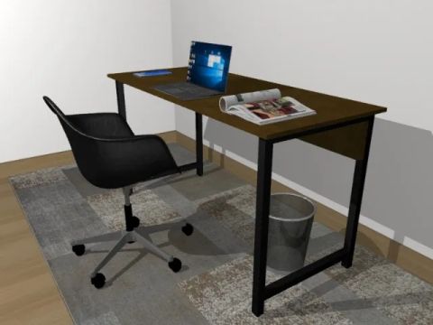 Mesa de Escritório Work Wood. L100cm x P50cm x A74cm